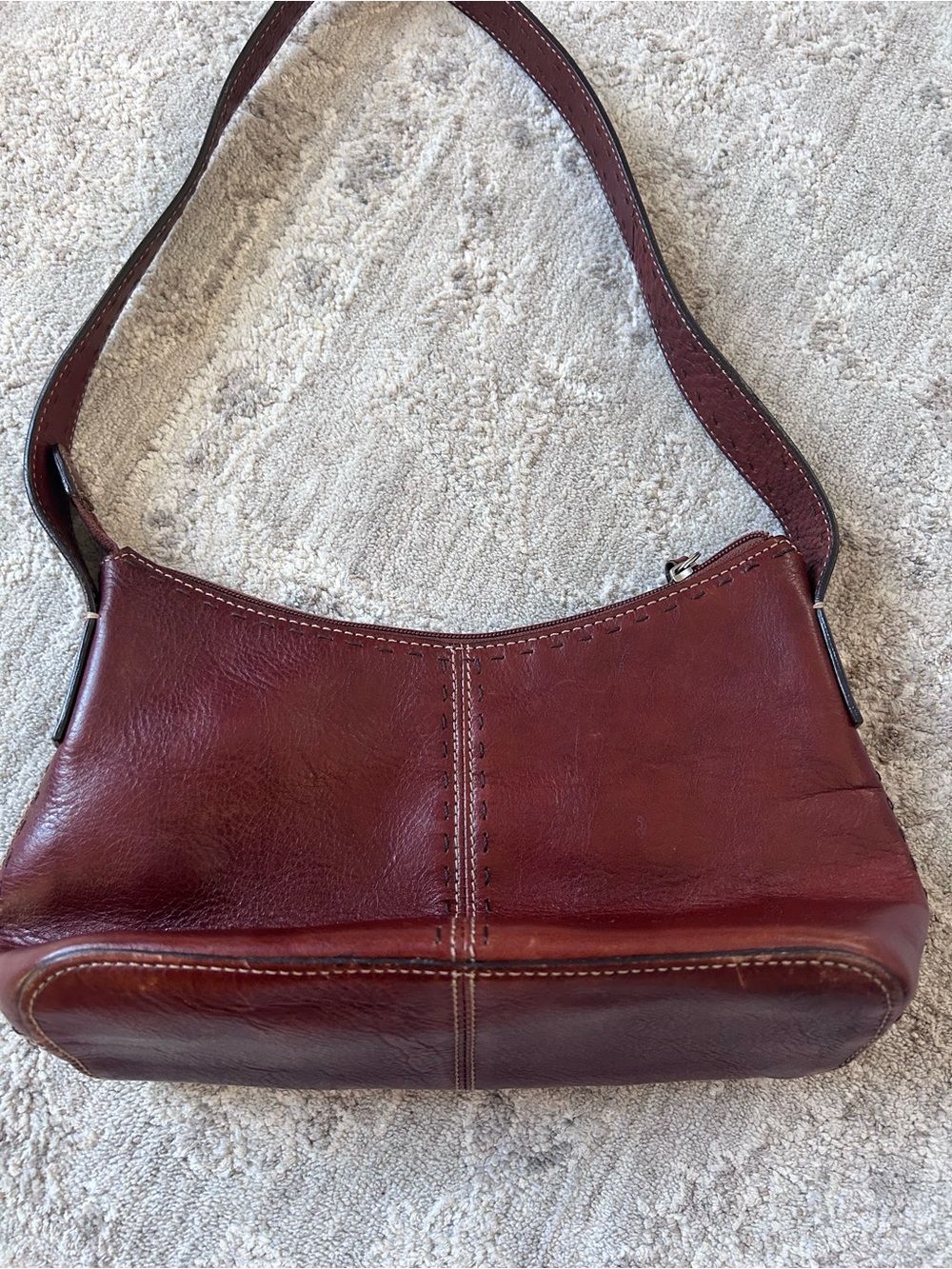 VTG Fossil 100% Leather Small Shoulder Bag Purse Reddish Brown Perfect Condition - Picture 4 of 11